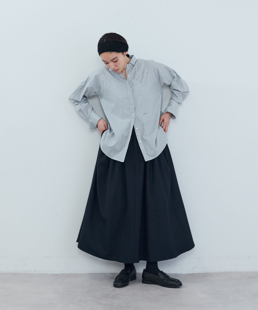 ADIEU TRISTESSE ポリエステルウールタックスカート ネイビー