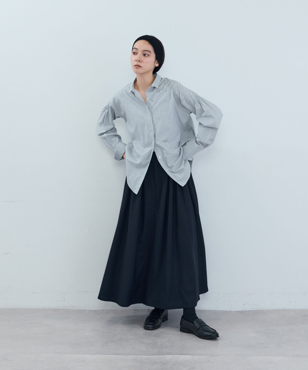 ADIEU TRISTESSE ポリエステルウールタックスカート ネイビー