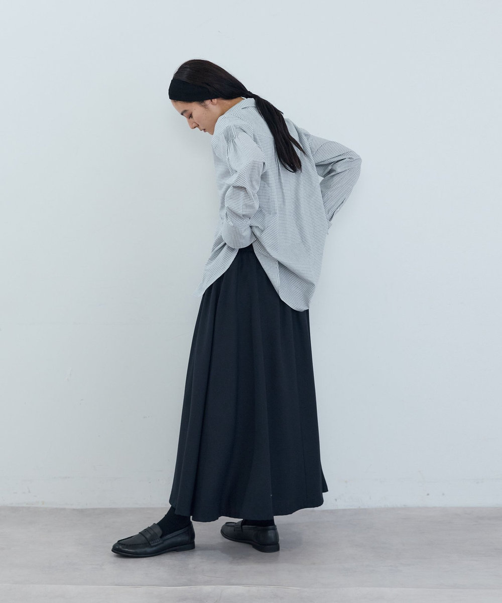 ADIEU TRISTESSE ポリエステルウールタックスカート ネイビー