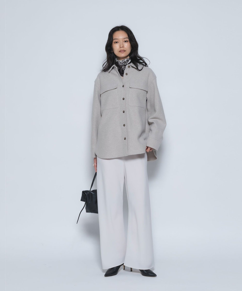 1er Arrondissement ダブルクロスバイヤスパンツ グレイッシュベージュ