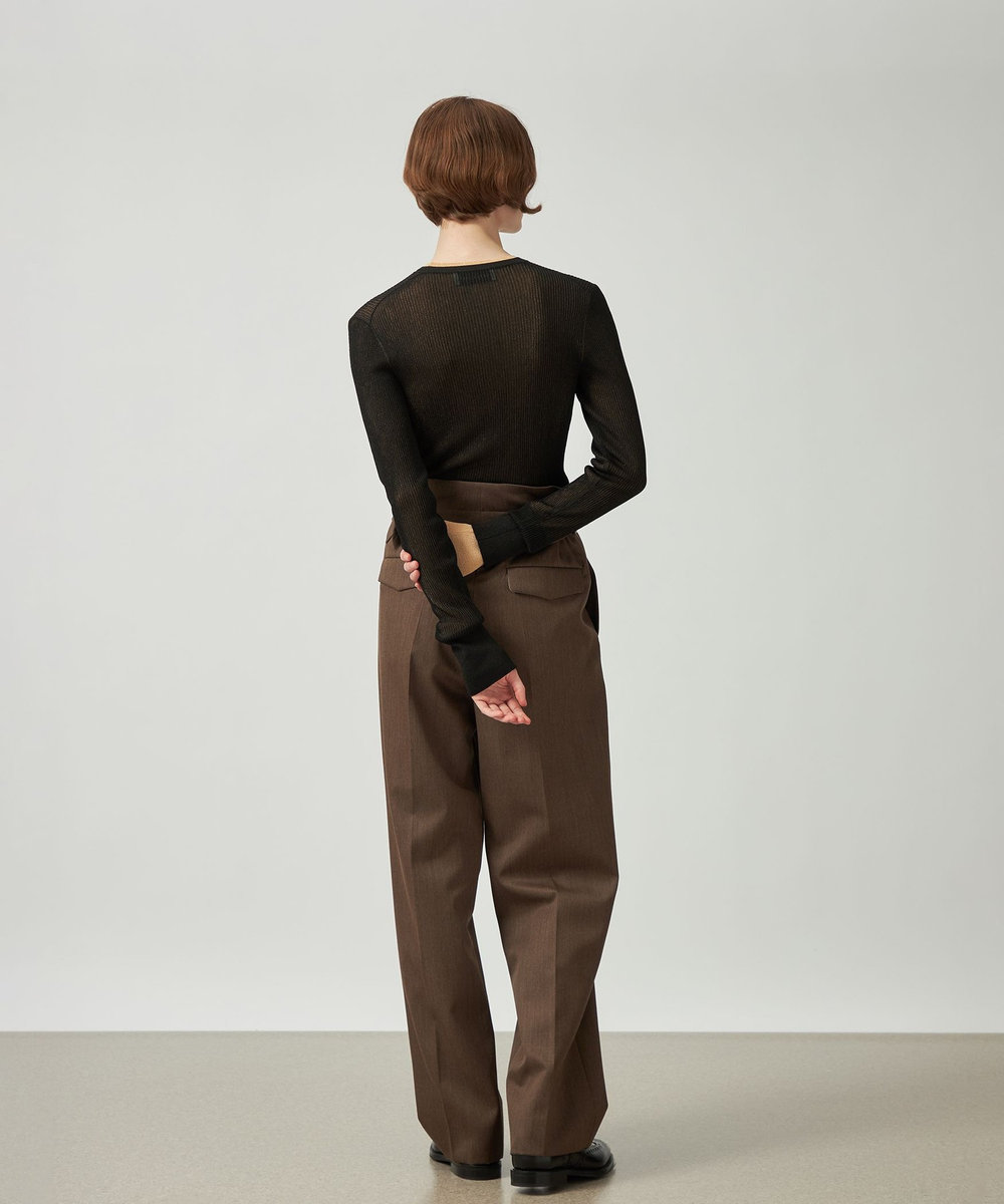 DÉPAREILLÉ WOOL GABARDINE WAIST BELT PANTS / ウールギャバジンウエストベルトパンツ ブラウン