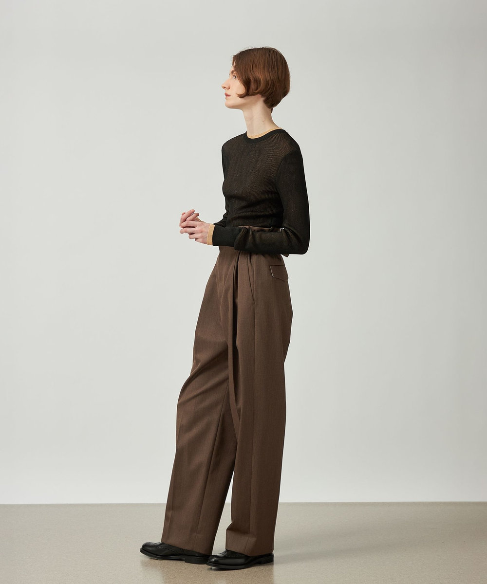 DÉPAREILLÉ WOOL GABARDINE WAIST BELT PANTS / ウールギャバジンウエストベルトパンツ ブラウン