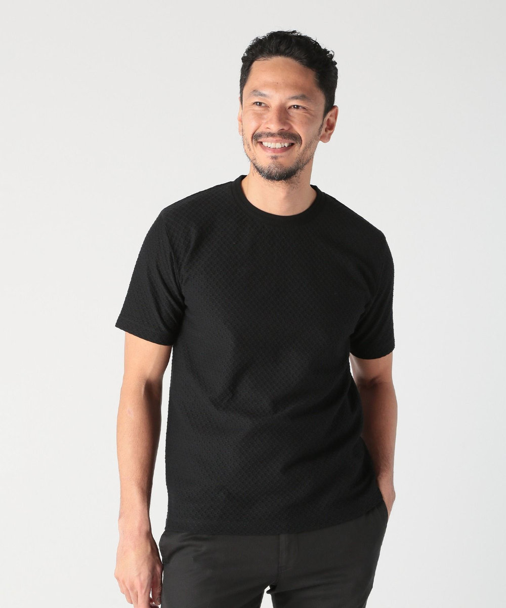 MEN'S BIGI シャーリングジャカードクルーネックカットソー ブラック