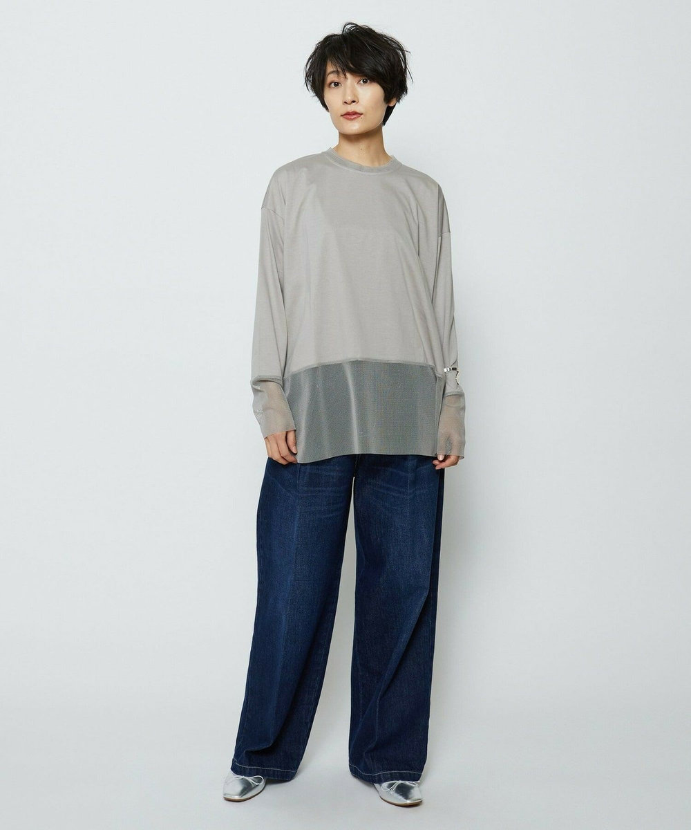 feerique feerique 　メッシュドッキングプルオーバー グレイッシュベージュ
