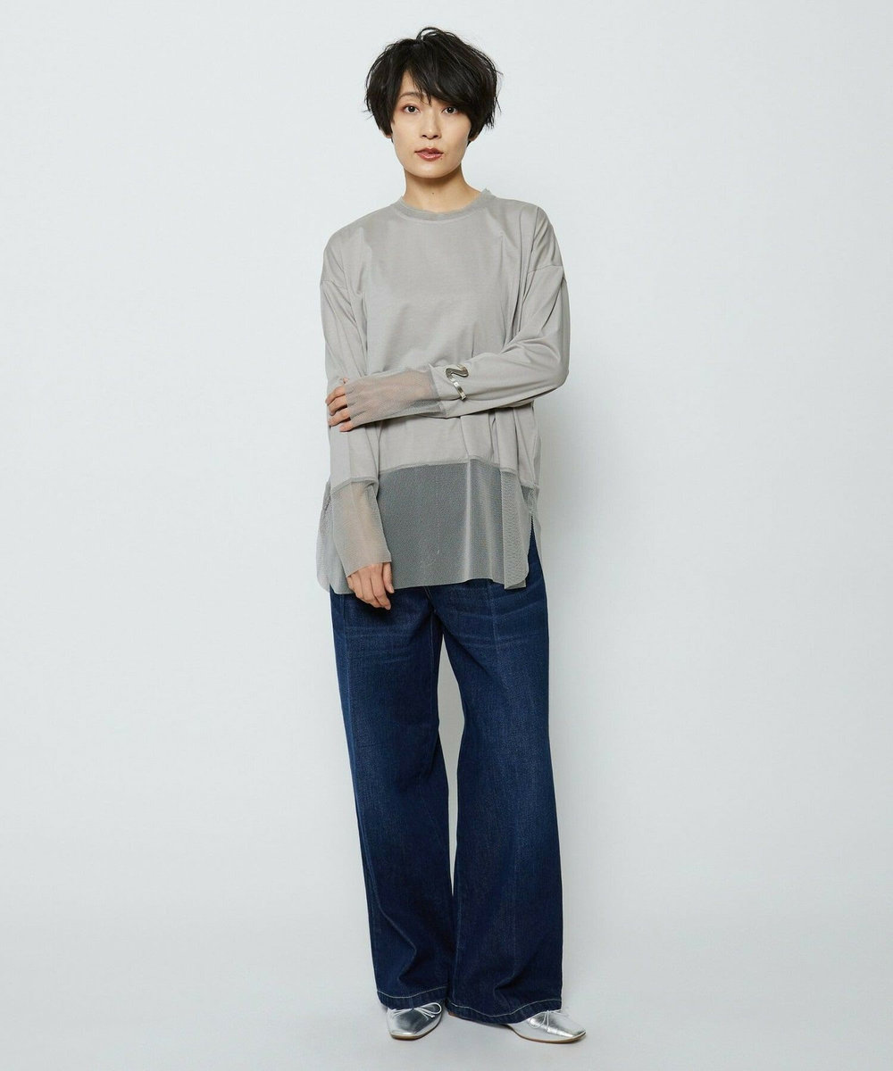 feerique feerique 　メッシュドッキングプルオーバー グレイッシュベージュ