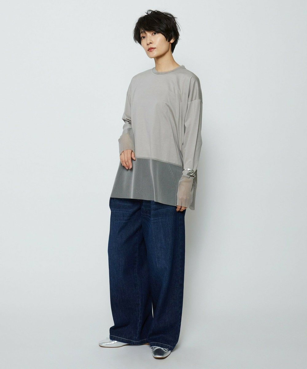 feerique feerique 　メッシュドッキングプルオーバー グレイッシュベージュ