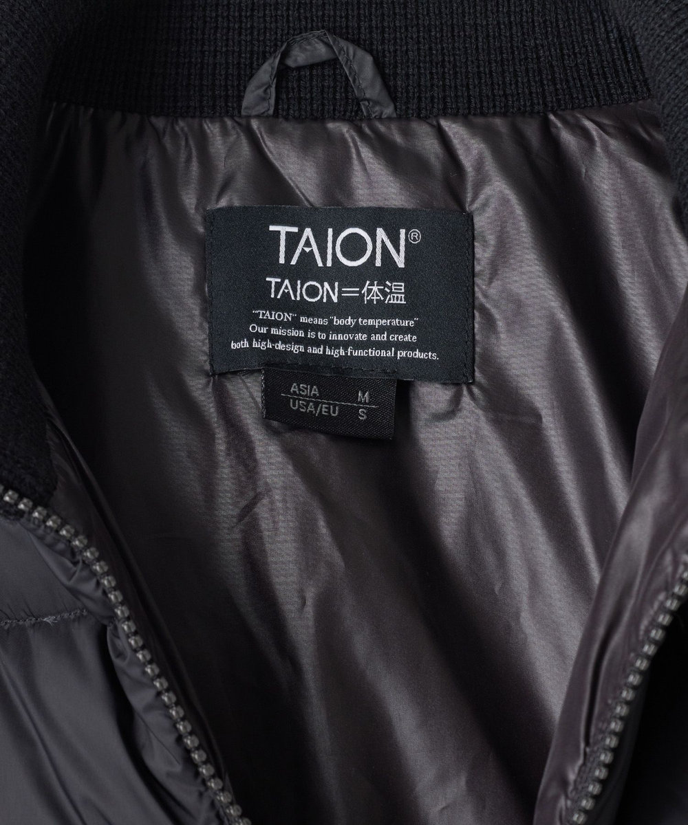 UNION STATION TAION ベーシック ハイネックWジップ ニットスリーブダウンジャケット ブラック