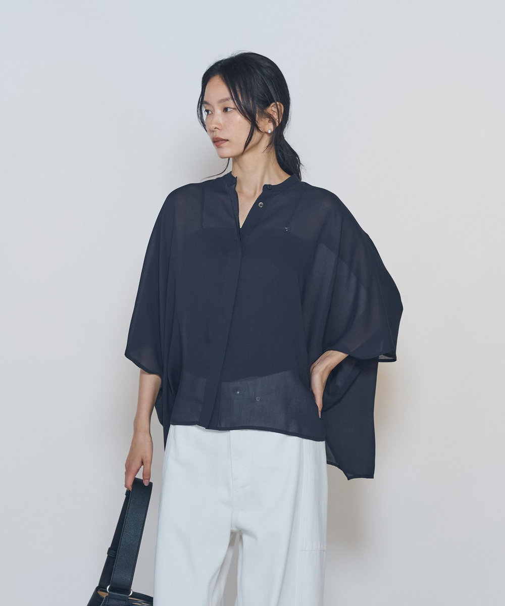 1er Arrondissement スタンドカラーボイルシャツ ブラック
