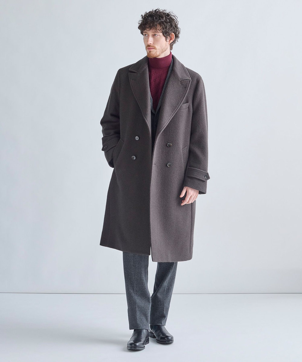 MEN'S BIGI ウールアンゴラビーバーポロコート カーキ