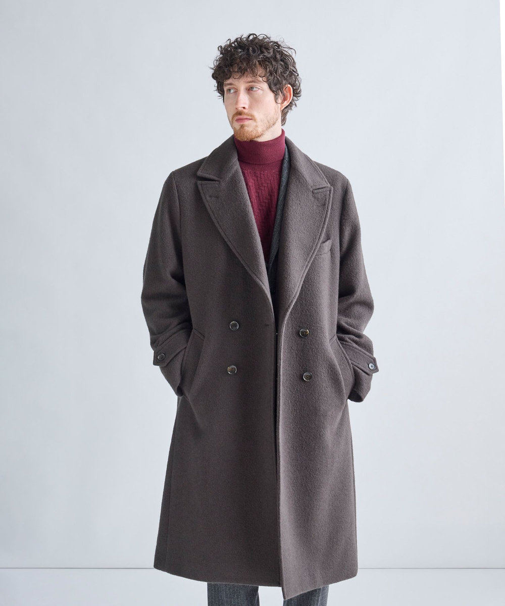 MEN'S BIGI ウールアンゴラビーバーポロコート カーキ
