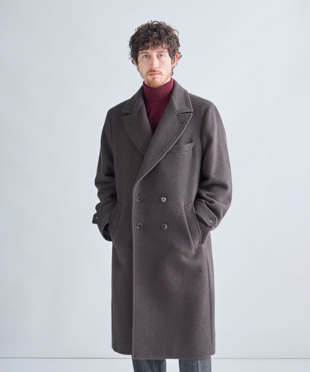 MEN'S BIGI ウールアンゴラビーバーポロコート カーキ