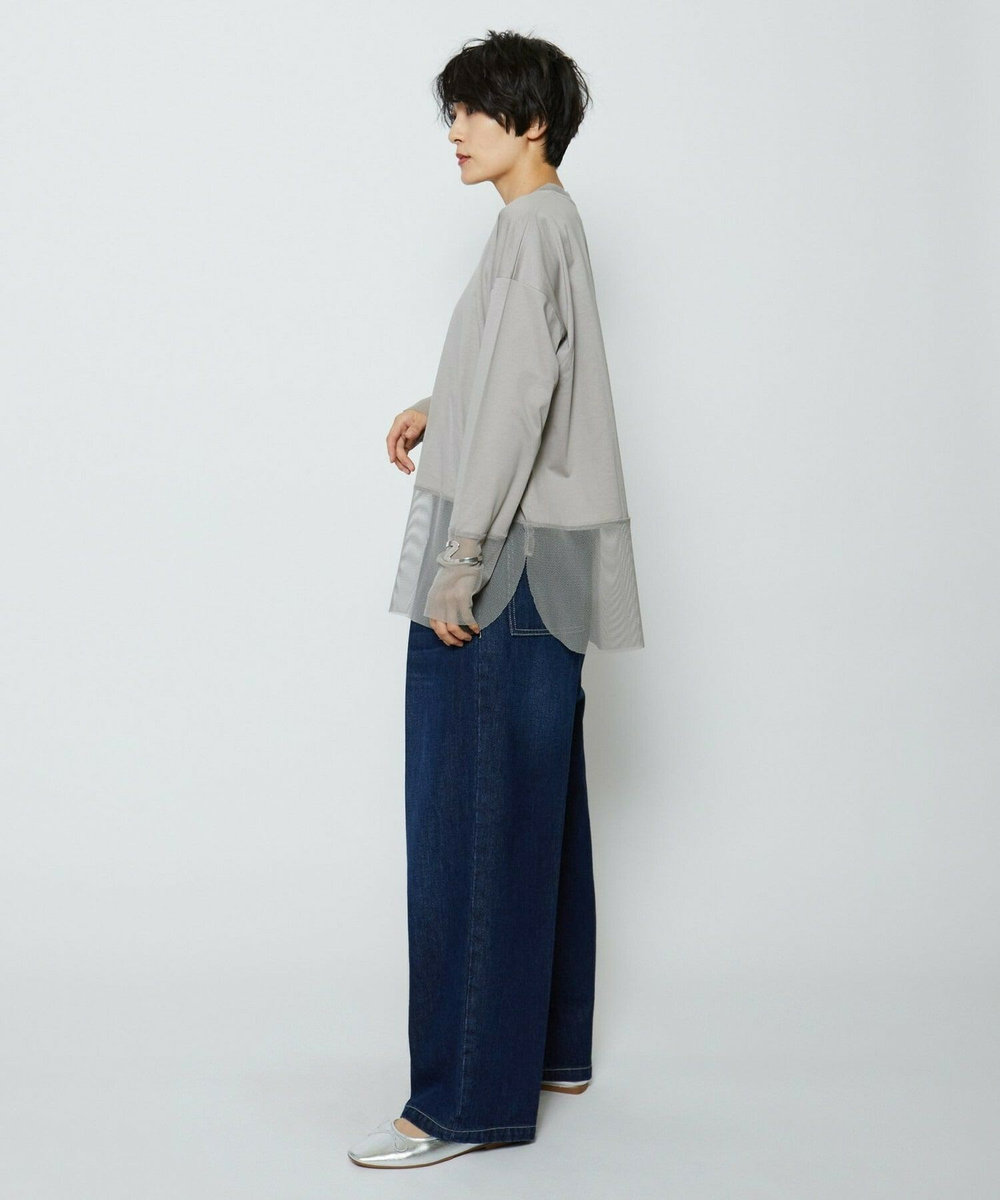 feerique feerique 　メッシュドッキングプルオーバー グレイッシュベージュ