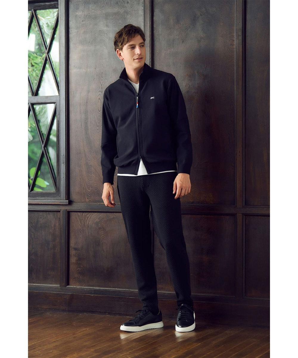 MEN'S BIGI 【DENHAM×MENS BIGI】スタンドニットジップブルゾン ブラック
