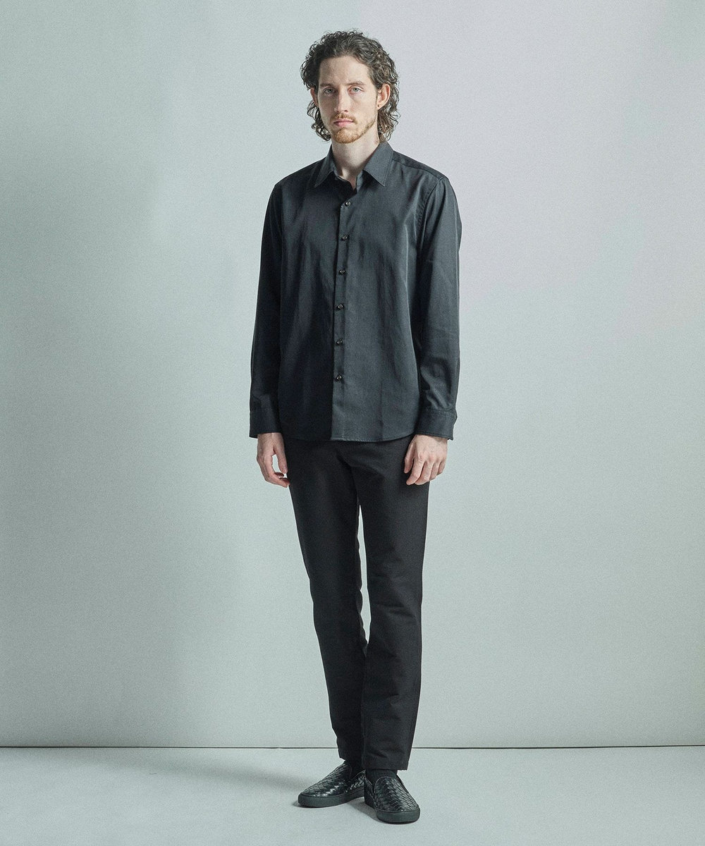 MEN'S BIGI リヨセルコットンサテンシャツ ブラック
