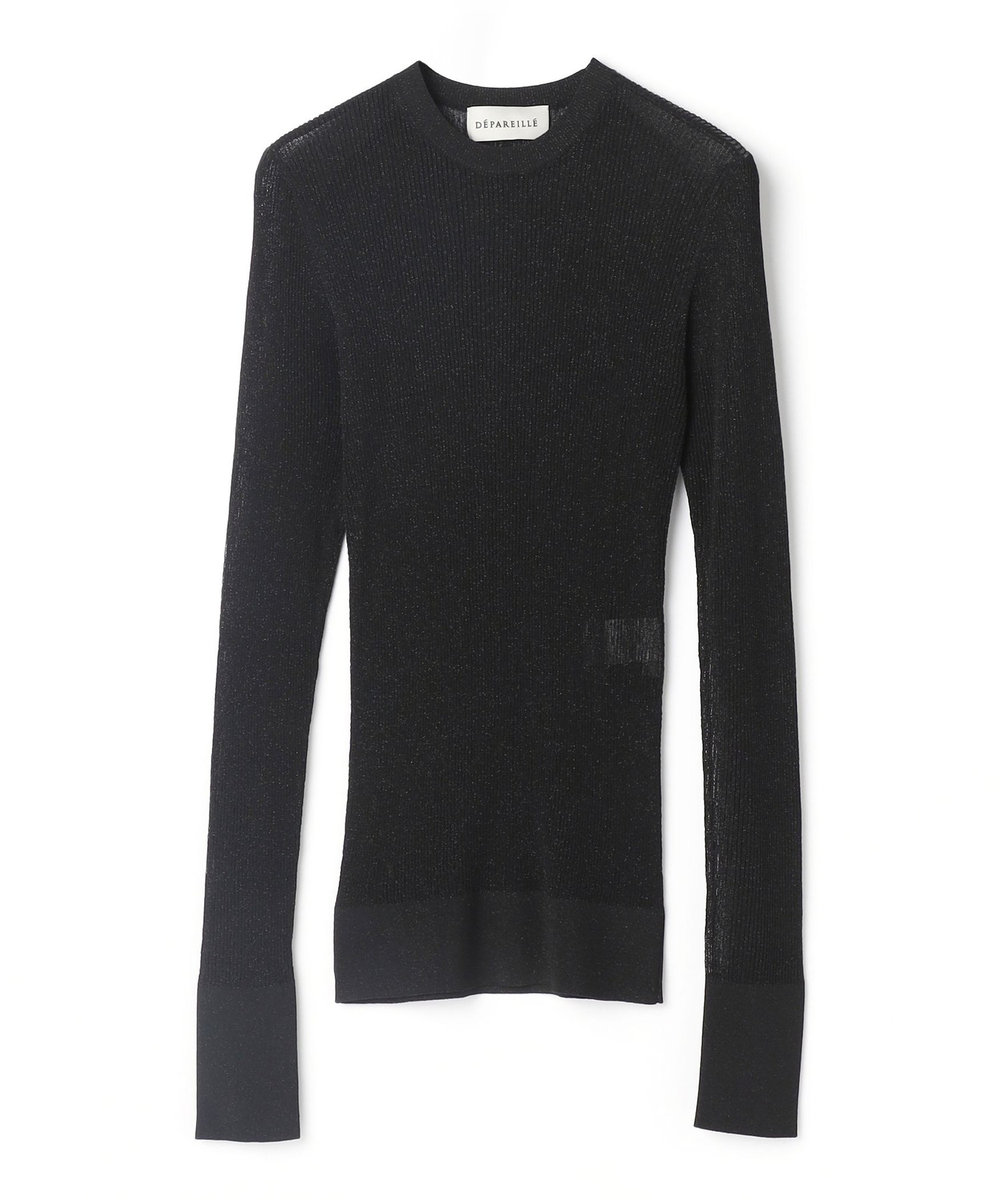 DÉPAREILLÉ LAME RIB CREW NECK KNIT / ラメリブクルーネックニット ブラック