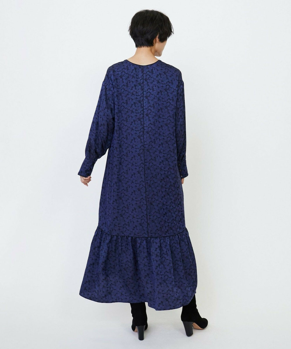 feerique feerique フラワージャガードVネックワンピース ブラック