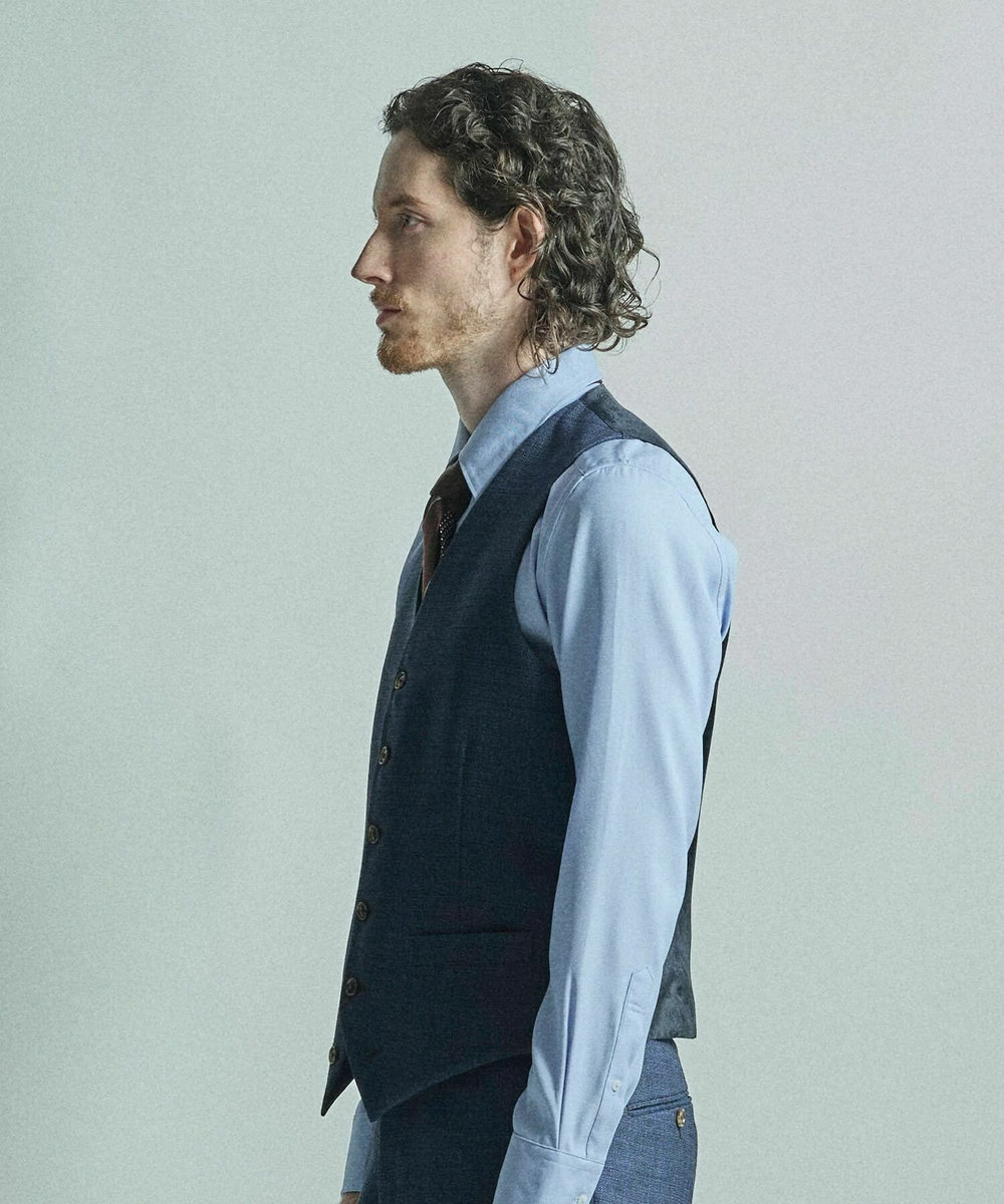 MEN'S BIGI ミックスヤーン/ポップサック リバーシブルベスト ネイビー