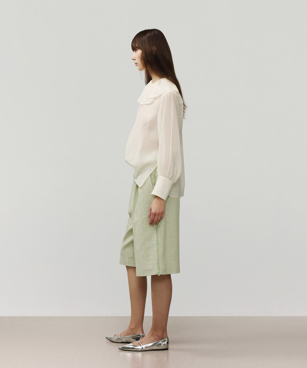 DÉPAREILLÉ SLUB TWEED HALF PANTS / スラブツィードハーフパンツ グリーン