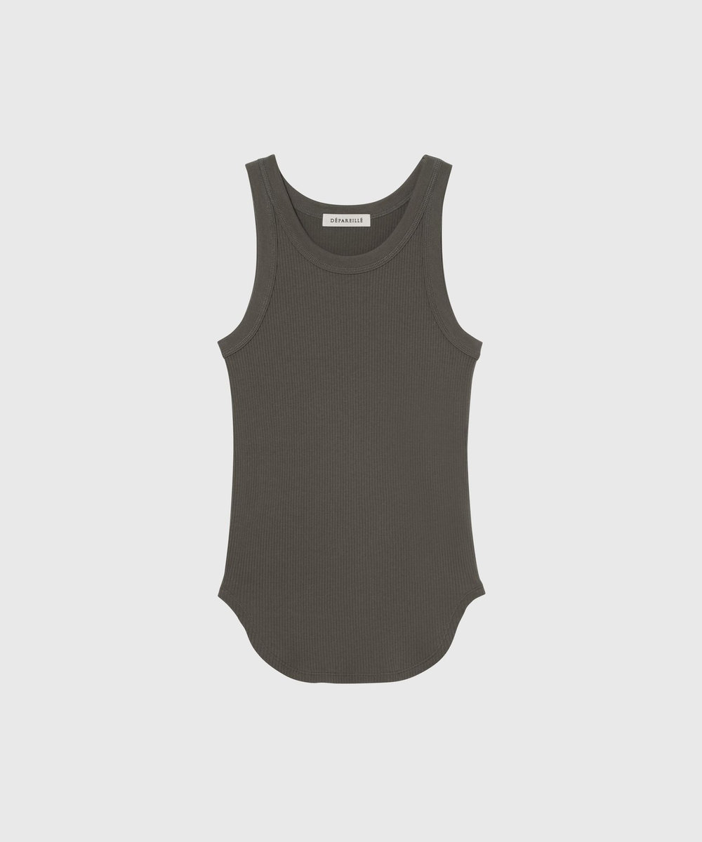 DÉPAREILLÉ ORGANIC COTTON RIB TANK TOP / オーガニックコットンリブタンクトップ チャコールグレー