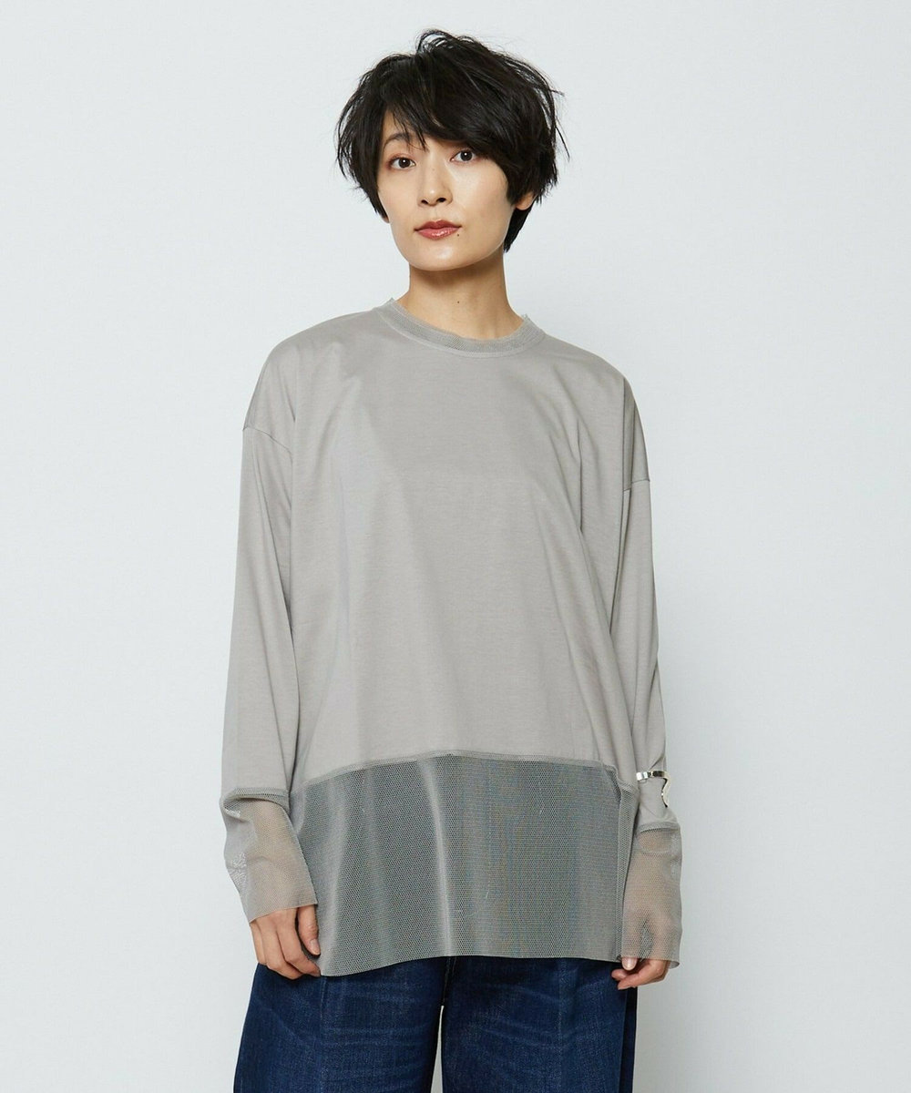 feerique feerique 　メッシュドッキングプルオーバー グレイッシュベージュ