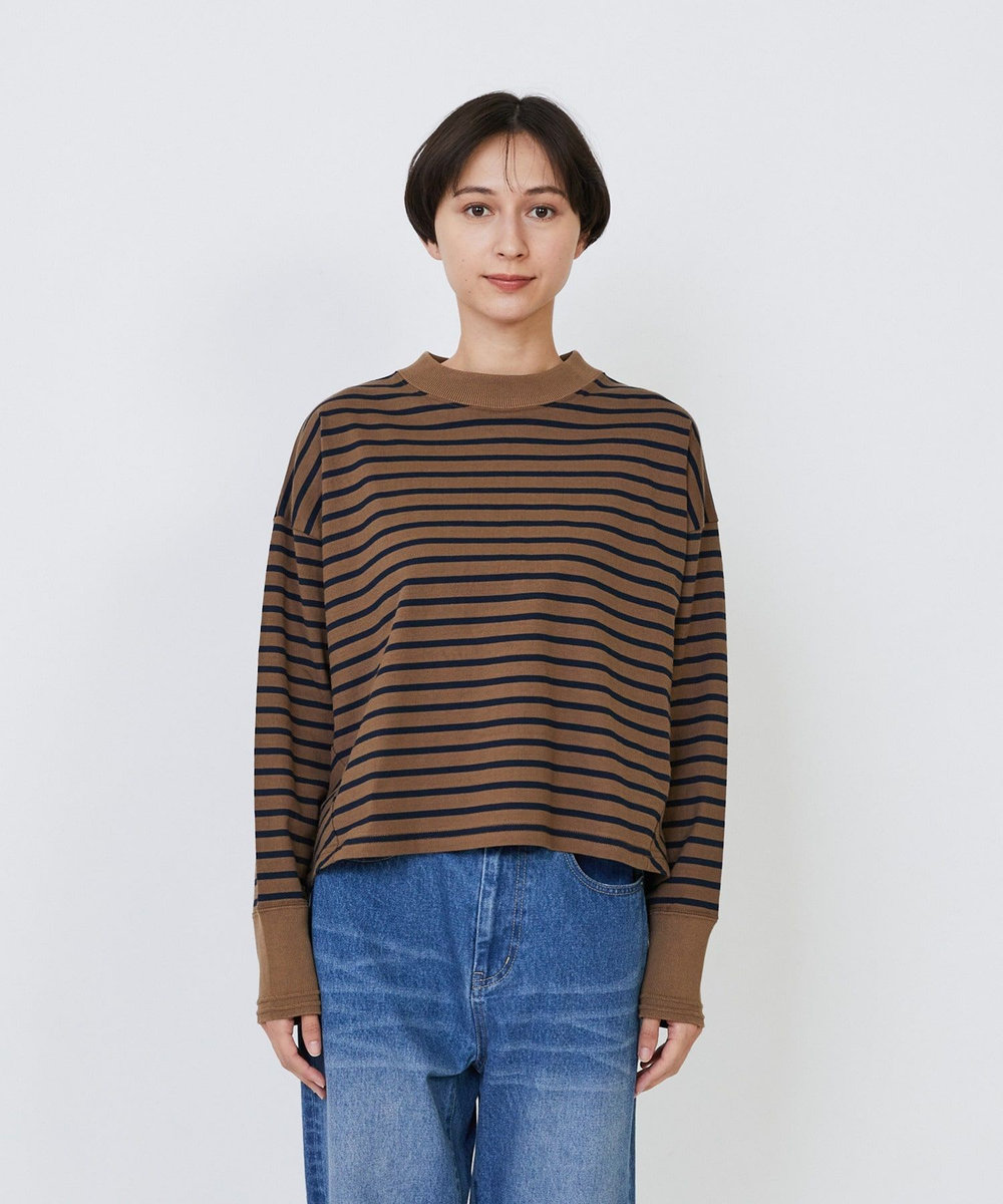 LOISIR コットン天竺モックネックショートプルオーバー ブラウン系その他
