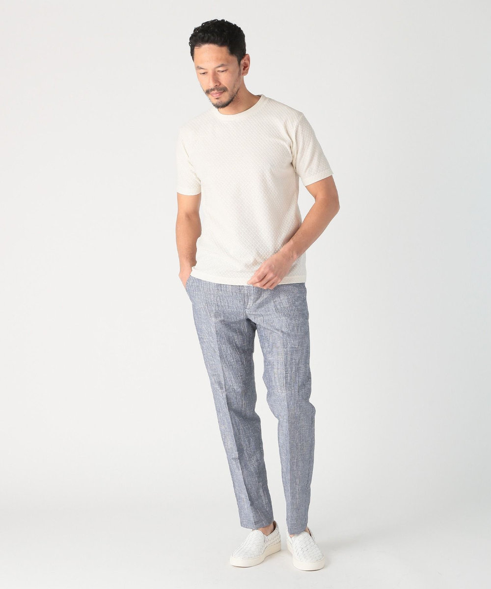 MEN'S BIGI シャーリングジャカードクルーネックカットソー ホワイト