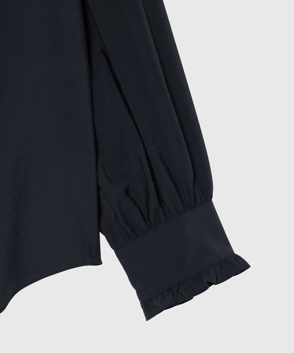 DÉPAREILLÉ SILK FRILL BLOUSE / シルクフリルブラウス ネイビー