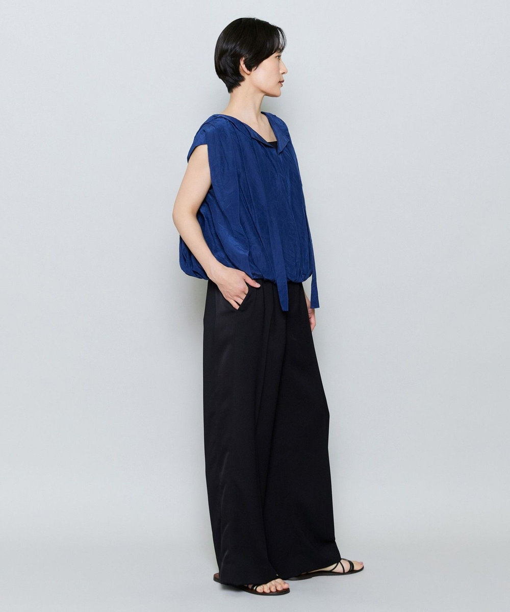 MOGA バックサテンジョーゼットセミワイドパンツ ブラック