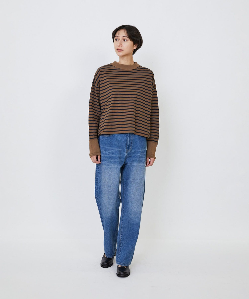 LOISIR コットン天竺モックネックショートプルオーバー ブラウン系その他