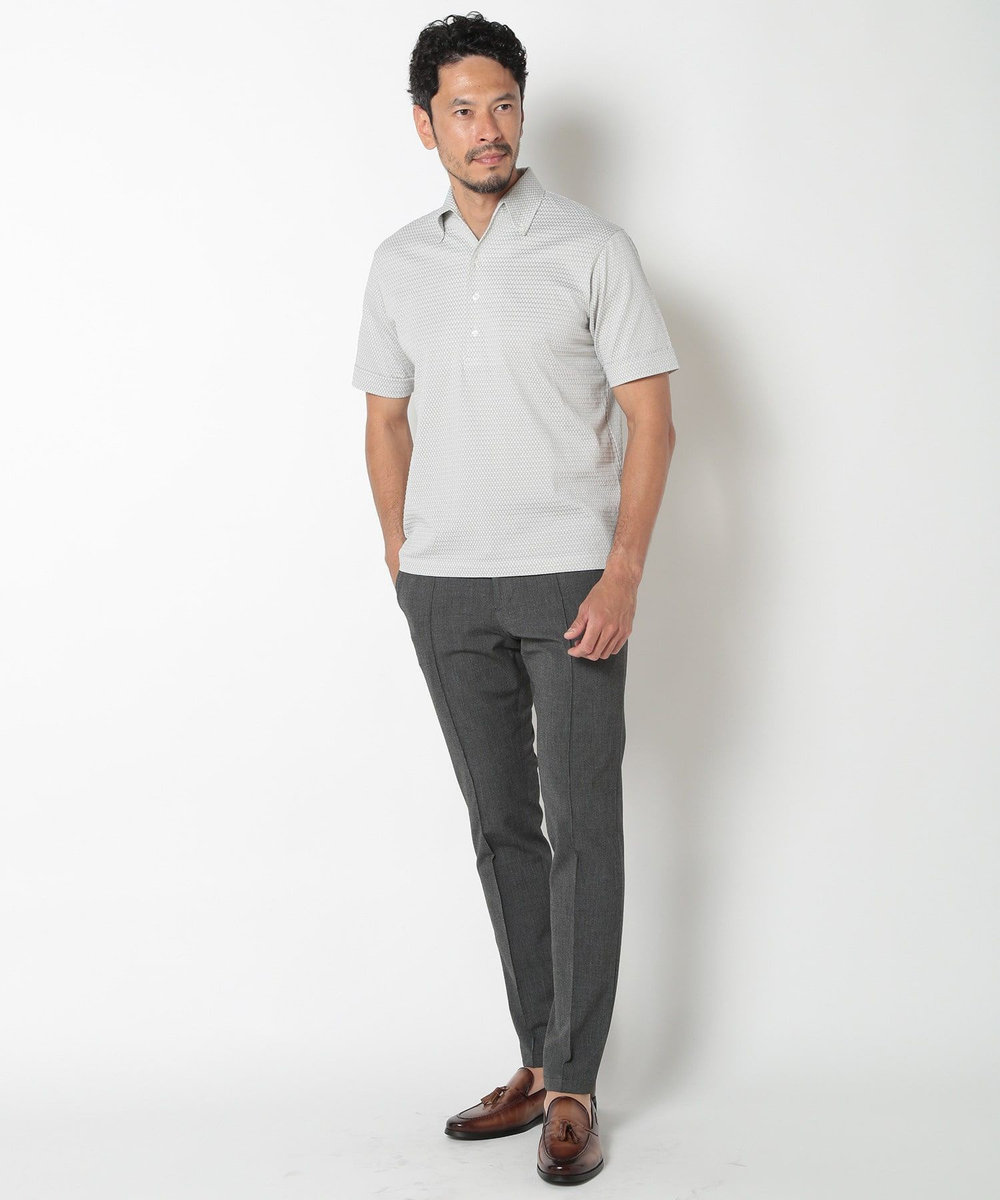 MEN'S BIGI 【ACTIVE TAILOR】COOL MAXサッカー織りワンピースカラーポロシャツ グレー