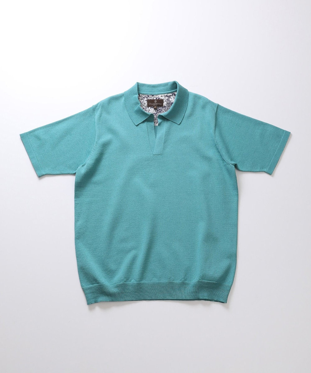 MEN'S BIGI LIBERTYプリントスキッパーニットポロシャツ エメラルド