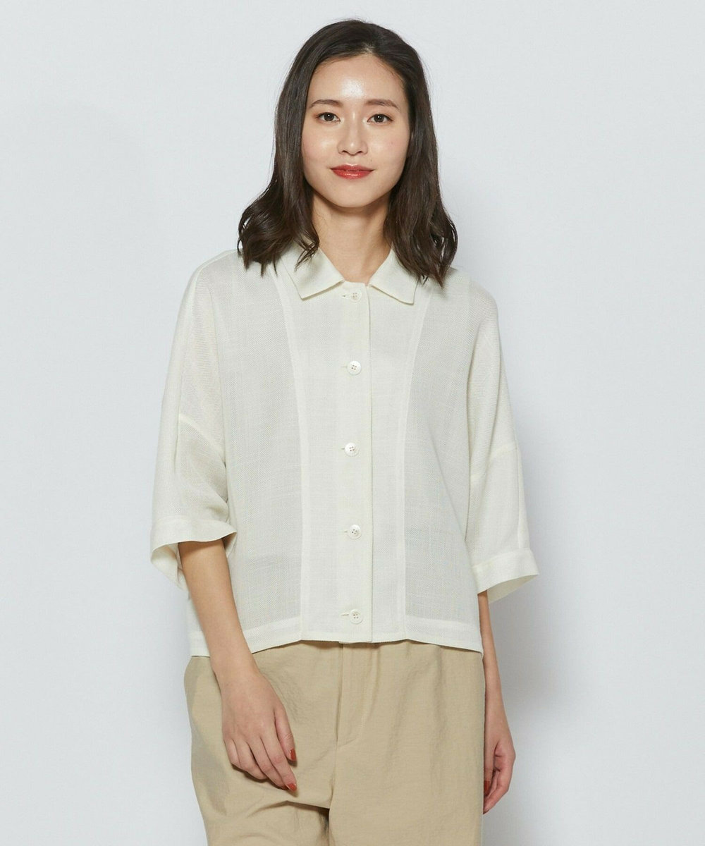 L'EQUIPE リネンライクメッシュジャケット オフホワイト