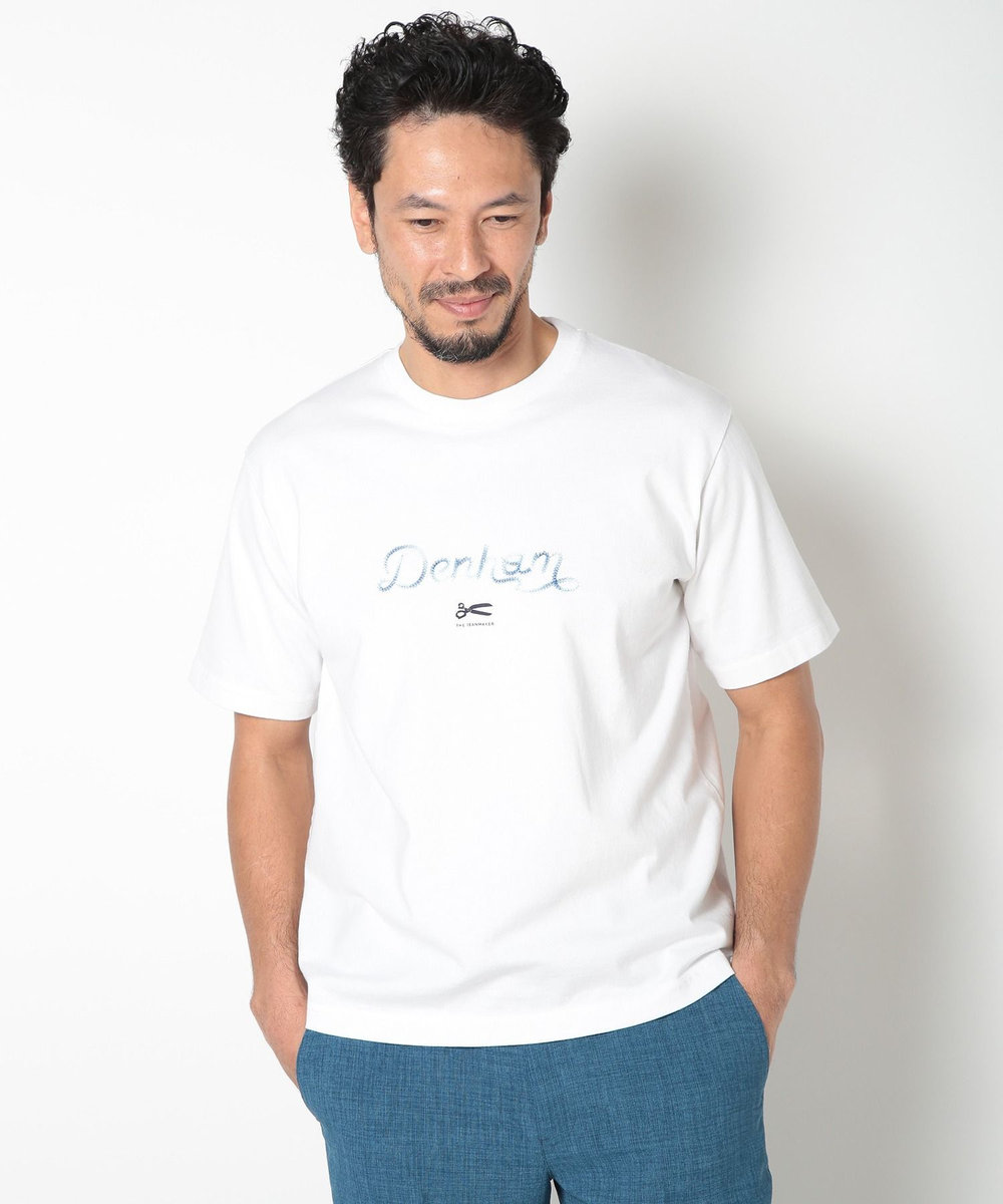 MEN'S BIGI 【DENHAM/デンハム】別注グラデーションロゴ刺繍Tシャツ ホワイト