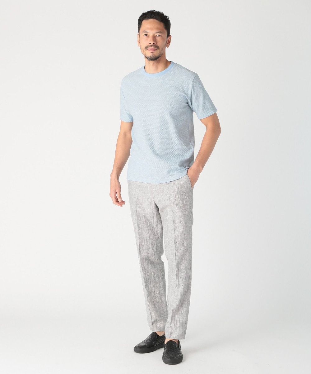 MEN'S BIGI シャーリングジャカードクルーネックカットソー ブルー