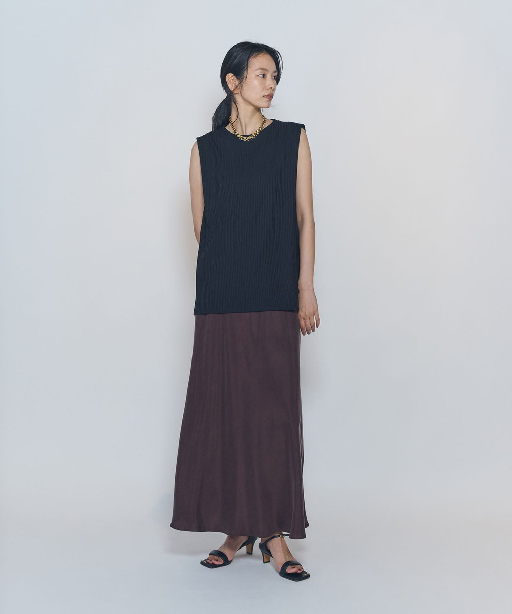 1er Arrondissement クリアーリブショルダータックノースリーブトップス ブラック