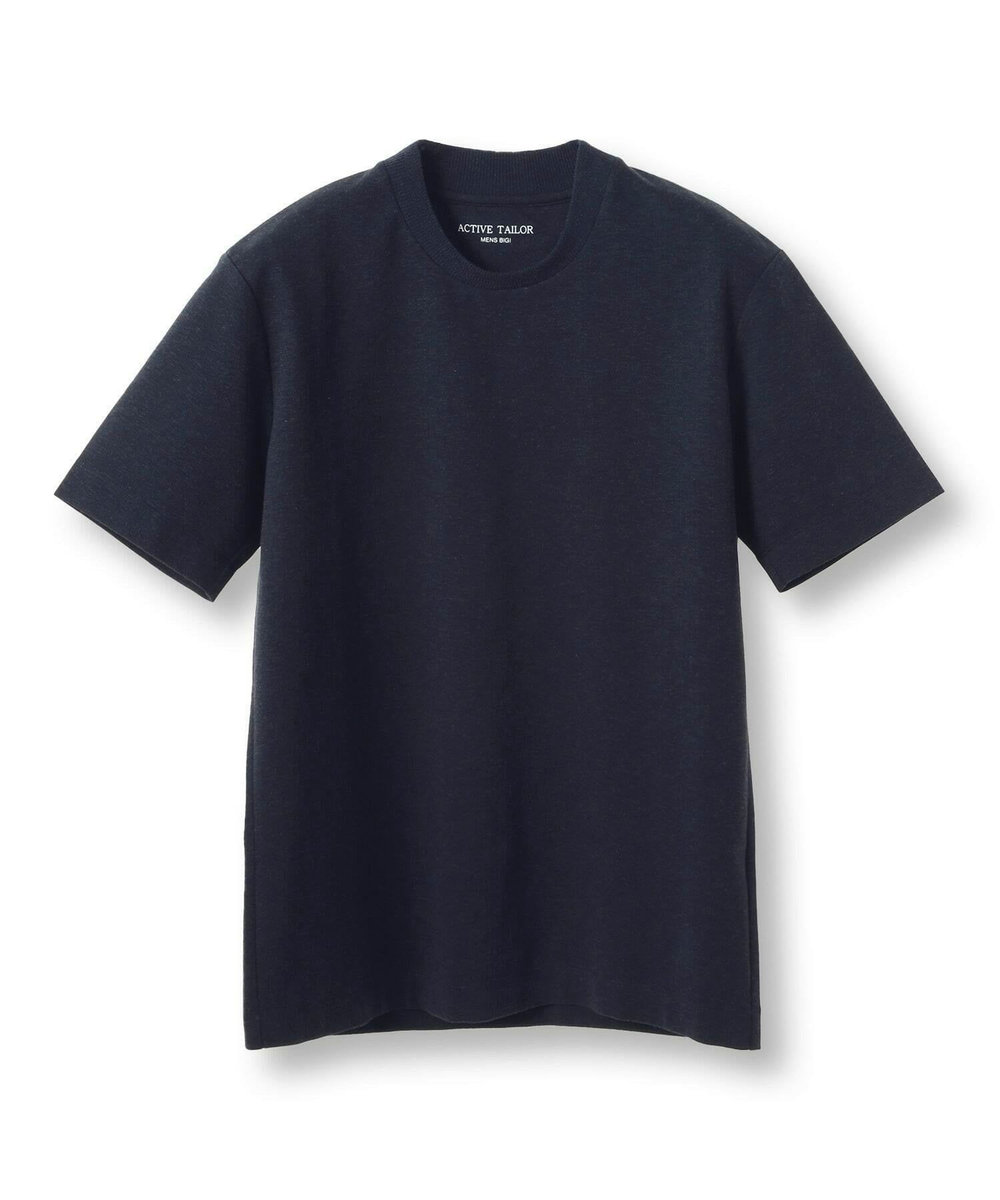 MEN'S BIGI 【ACTIVE TAILOR/アクティブテイラー】シルケットスムースクルーネックTシャツ＜接触冷感 / UVカット＞ ネイビー