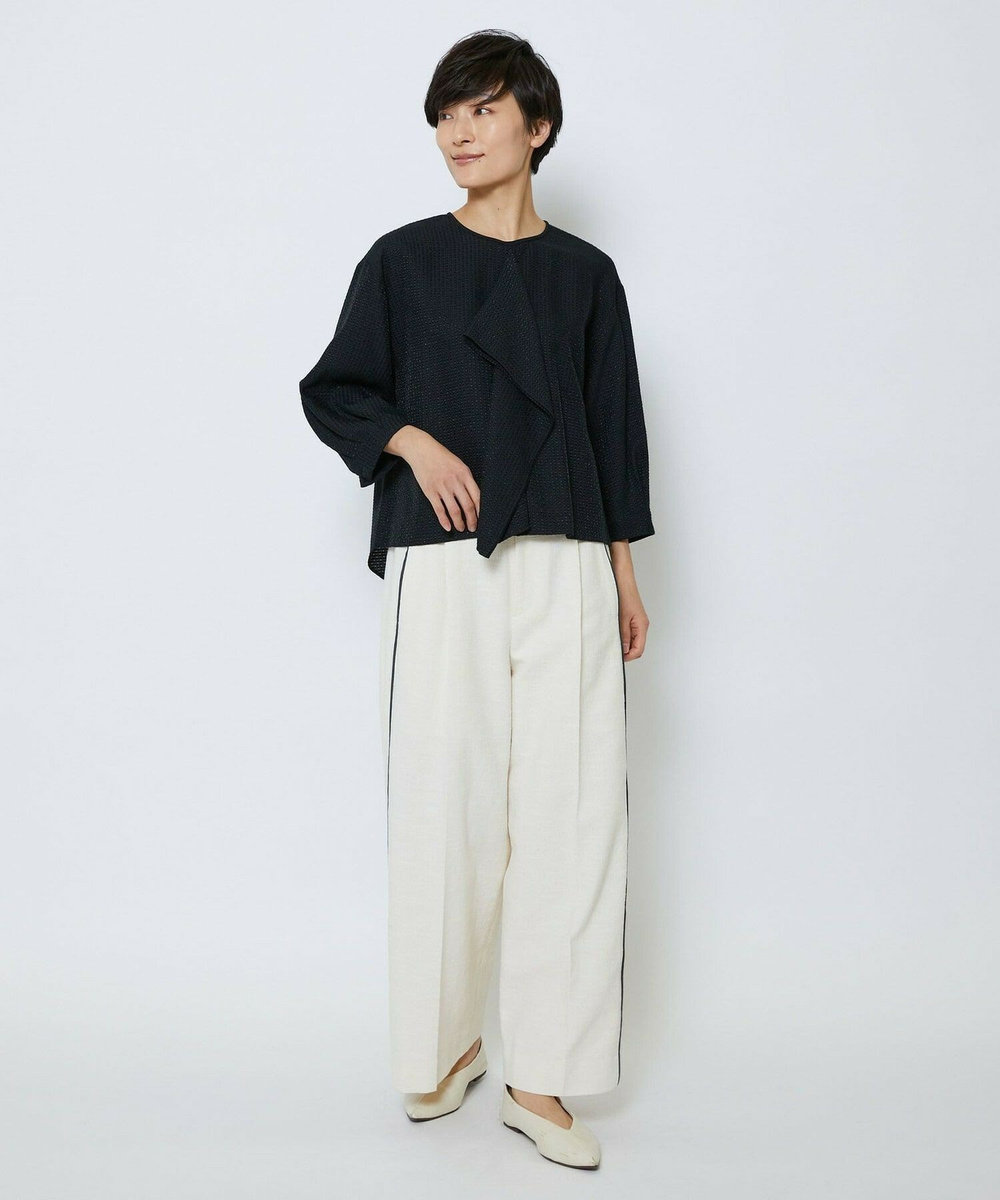 MOGA Collection MOGA Collection ミックスツイードタックワイドパンツ オフホワイト