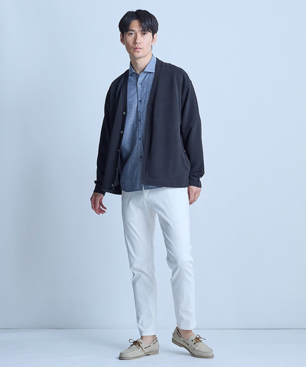 UNION STATION 【WEB限定】ストレッチリップルカーディガン＜ストレッチ・マシンウォッシャブル＞ ブラック