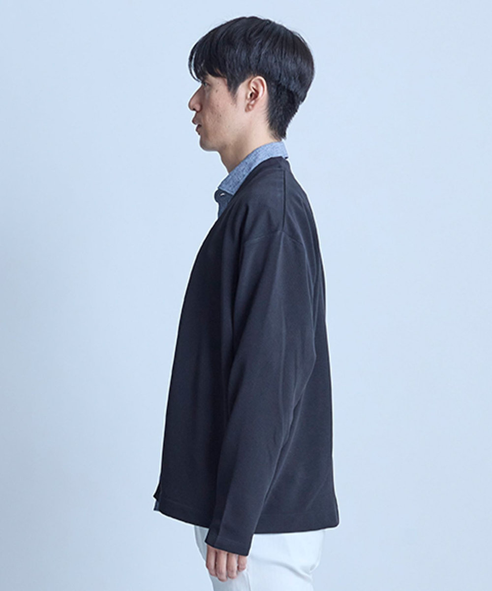 UNION STATION 【WEB限定】ストレッチリップルカーディガン＜ストレッチ・マシンウォッシャブル＞ ブラック