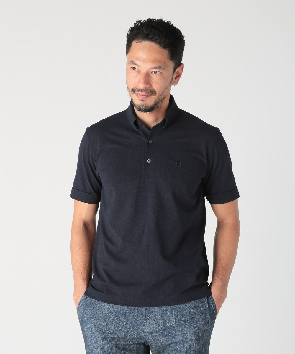 MEN'S BIGI  【COLE HAAN/コール ハーン】別注 メッシュジャージ素材ポロシャツ<吸水速乾><2WAYストレッチ> ネイビー