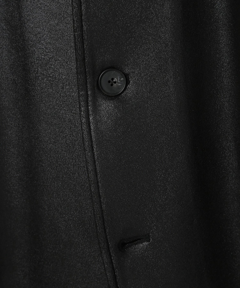 MEN'S BIGI レザー調ダンボールジャージスタンドカラージャケット ブラック