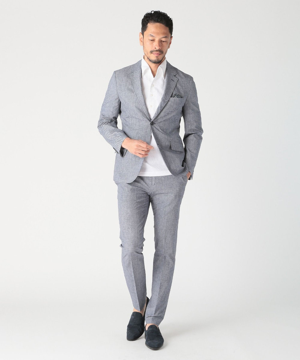 MEN'S BIGI COOL DOTS メランジプリントジャケット〈イージーケア/吸水速乾〉 ネイビー