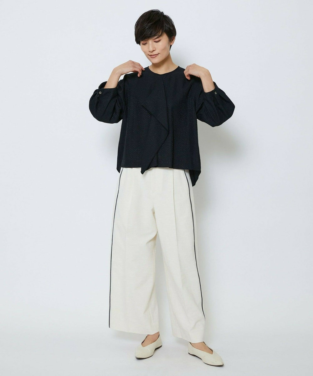 MOGA Collection MOGA Collection ミックスツイードタックワイドパンツ オフホワイト