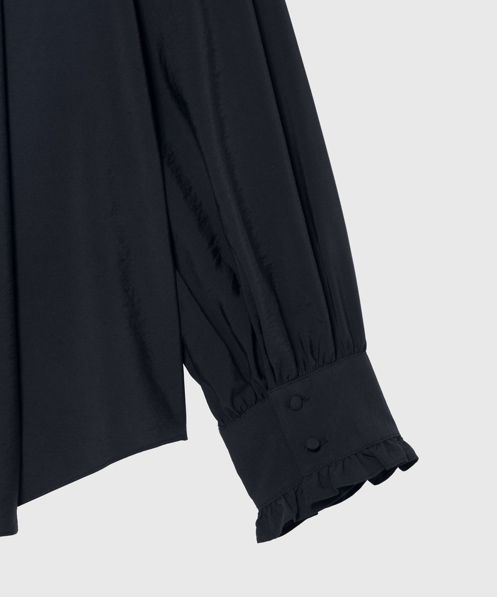DÉPAREILLÉ SILK FRILL BLOUSE / シルクフリルブラウス ネイビー