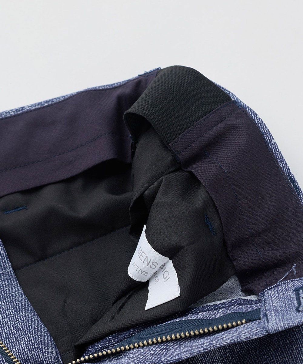 MEN'S BIGI 【ACTIVE TAILOR】Dot Air ヘリンボーン×千鳥格子/デニム柄 セットアップパンツ＜通気性/吸水速乾/ストレッチ＞ ブルー