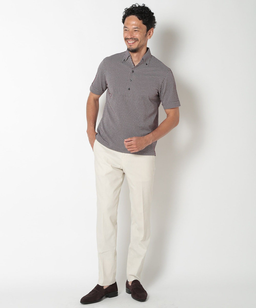 MEN'S BIGI 【ACTIVE TAILOR】COOL MAXサッカー織りワンピースカラーポロシャツ ボルドー