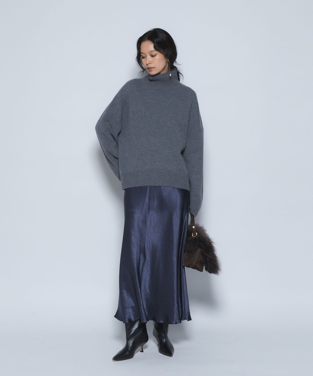 1er Arrondissement ウールカシミアボトルネックニット グレー