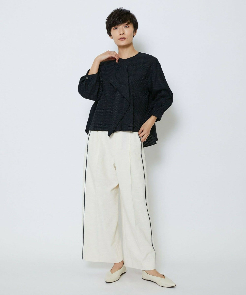 MOGA Collection MOGA Collection ミックスツイードタックワイドパンツ オフホワイト