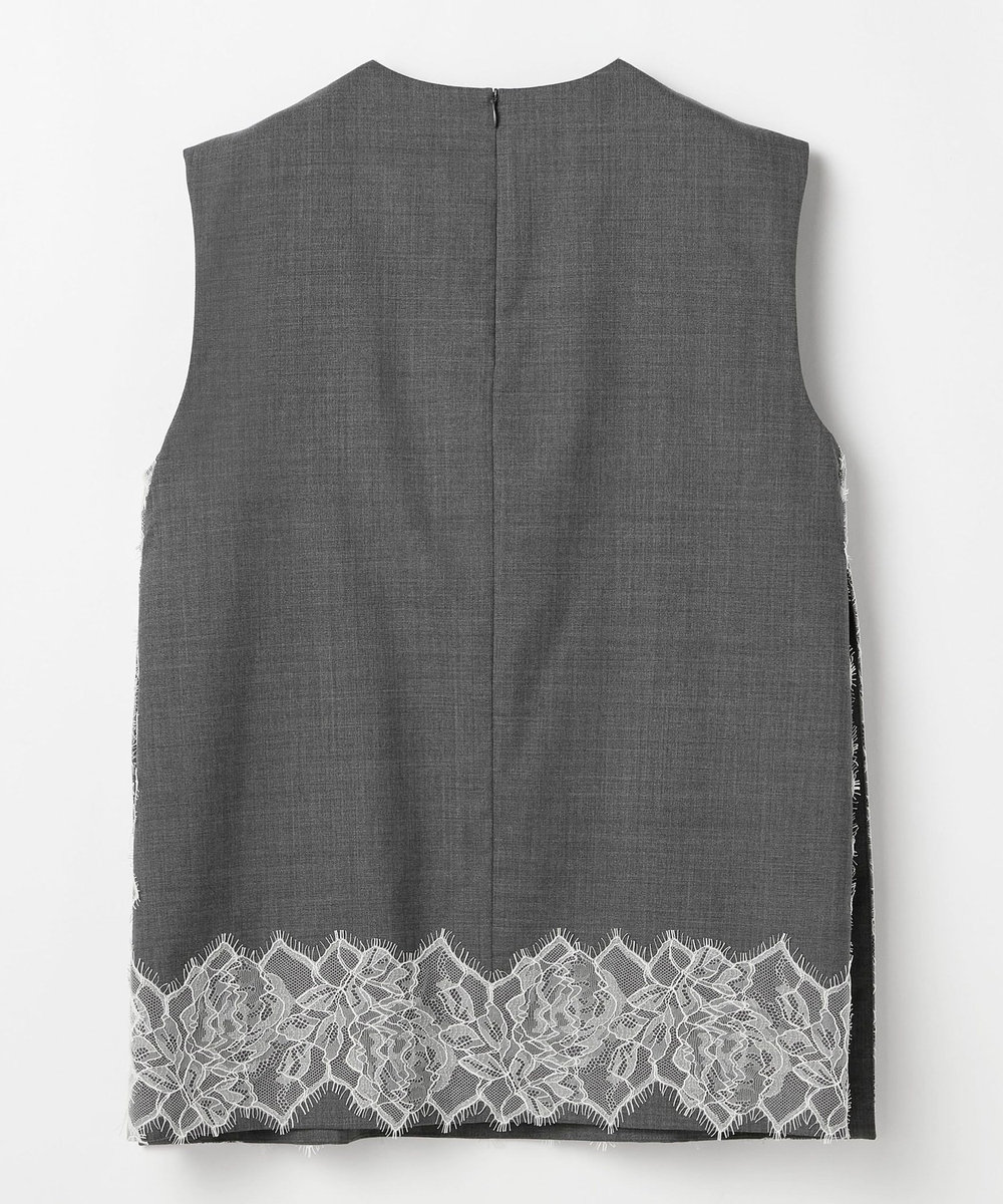 DÉPAREILLÉ VISCORSE WOOL LACE SLEEVELESS BLOUSE / ヴィスコースウールレーススリーブレスブラウス グレー
