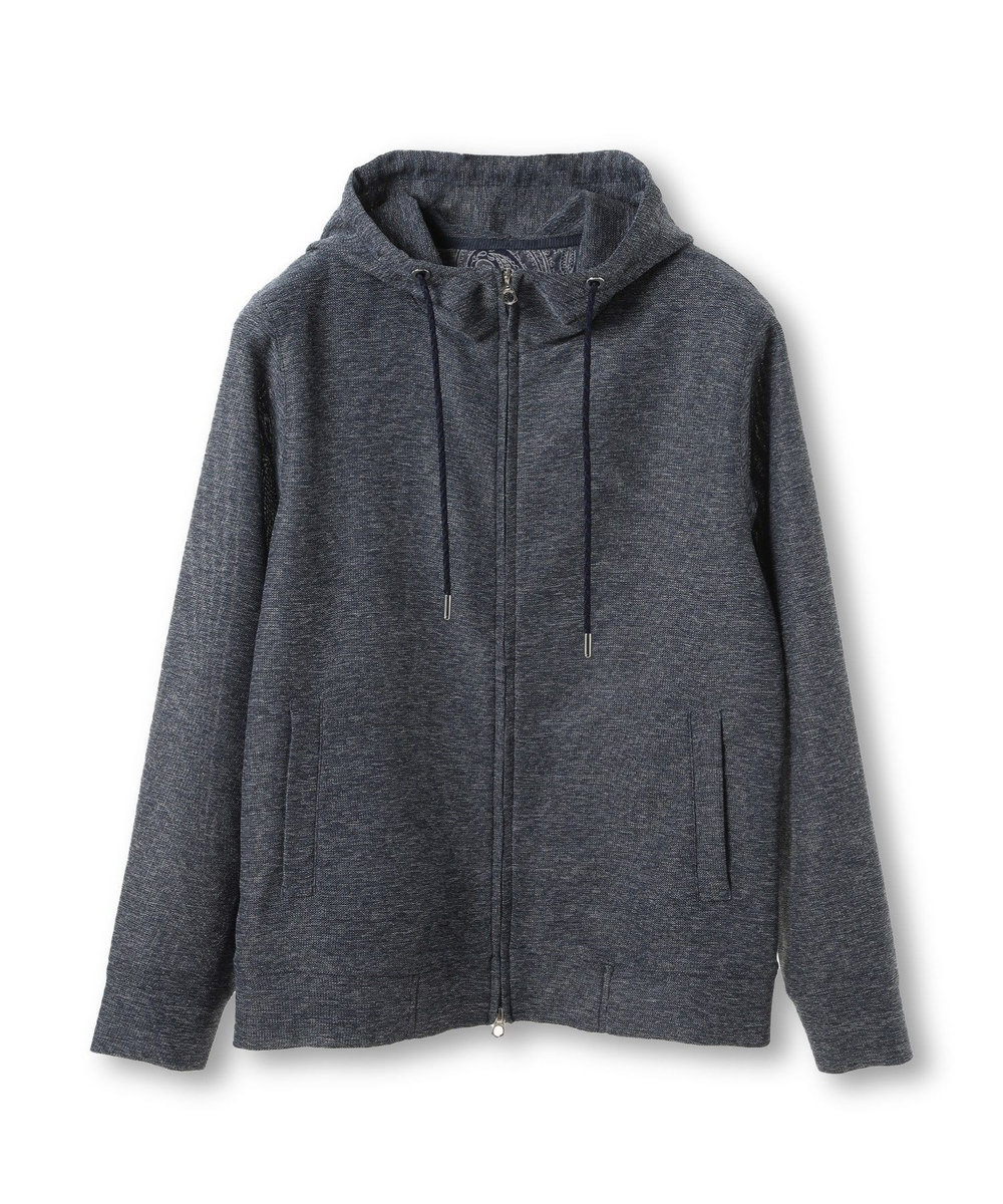 MEN'S BIGI カラミストレッチフードパーカー ネイビー